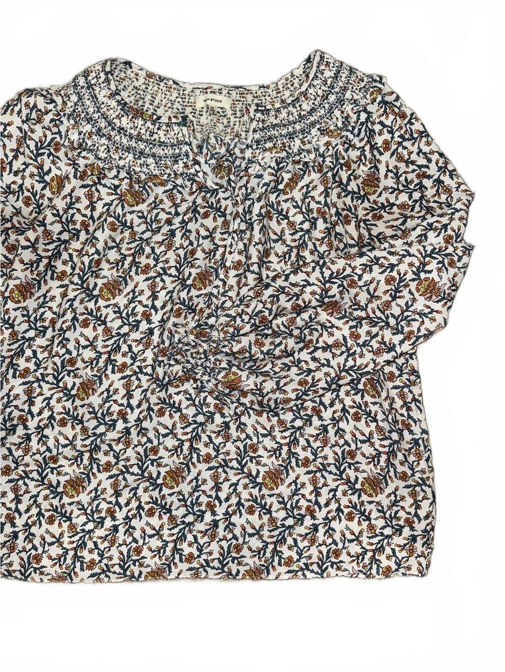 Women's Max Studio White Floral Long Sleeve Blouse Size Medium